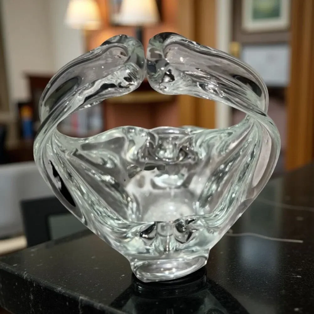 Vintage Toscany Blown Glass Collection Crystal Bride Basket